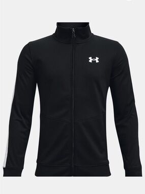 Under Armour Youth Boy Small Active Pennant FZ Zip Up Black White Jacket Coat